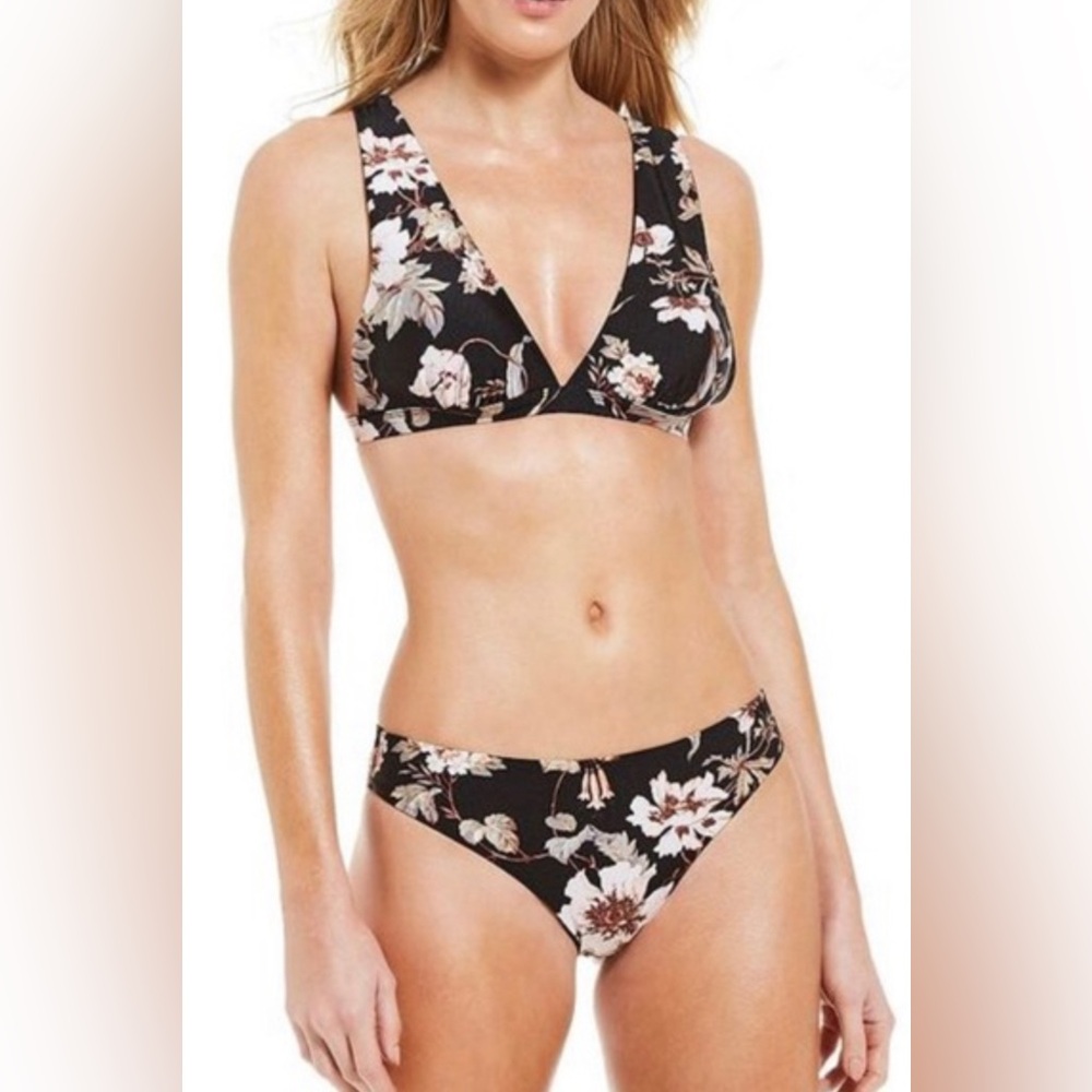 NWT $112 Chelsea & Violet Floral Swim Top is Medium/Bottom XS E61